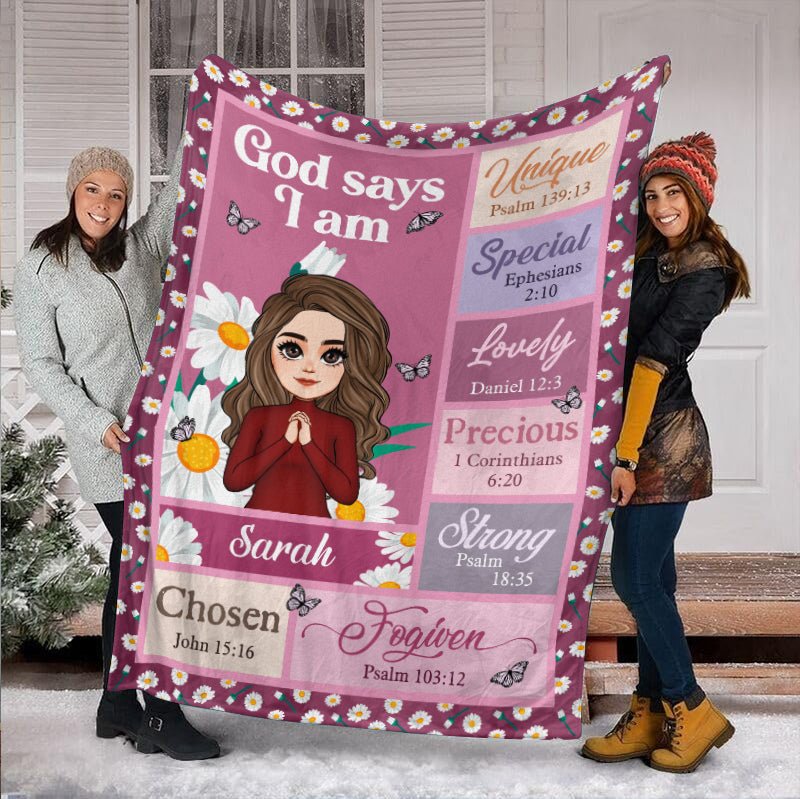 God Says I Am Daisy (Chibi) - Personalized Blanket - Best Gift For Birthday - Giftago