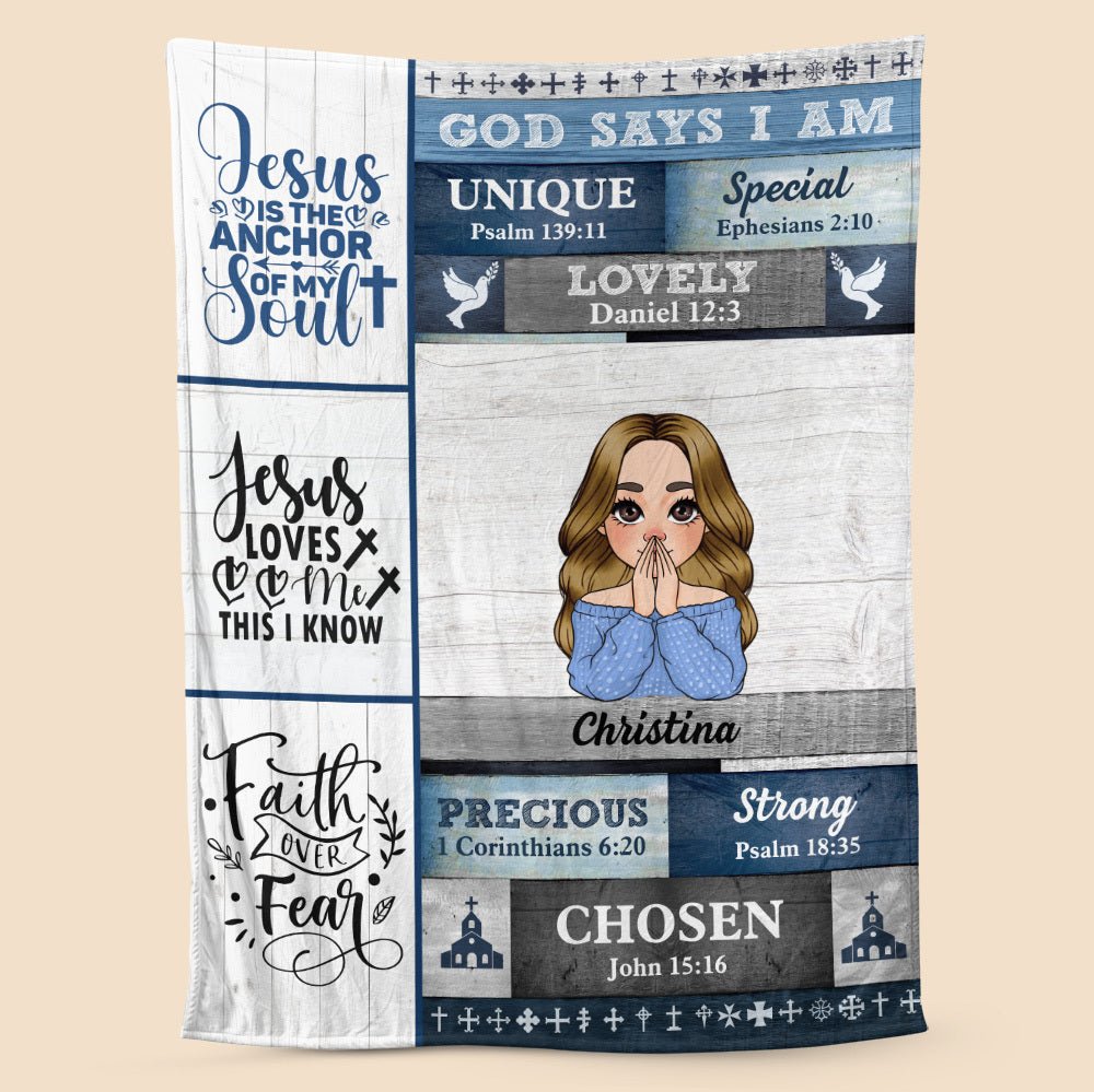 God Says I Am Faith Over Fear - Personalized Blanket - Best Gift For Mother, Grandma, For Birthday - Giftago
