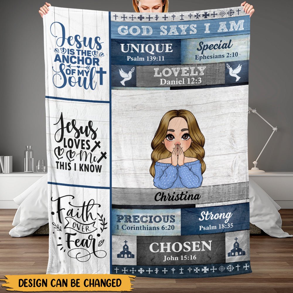 God Says I Am Faith Over Fear - Personalized Blanket - Best Gift For Mother, Grandma, For Birthday - Giftago