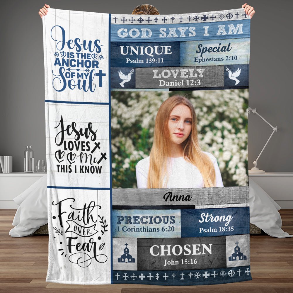 God Says I Am Faith Over Fear - Personalized Blanket - Best Gift For Mother, Grandma, For Birthday - Giftago