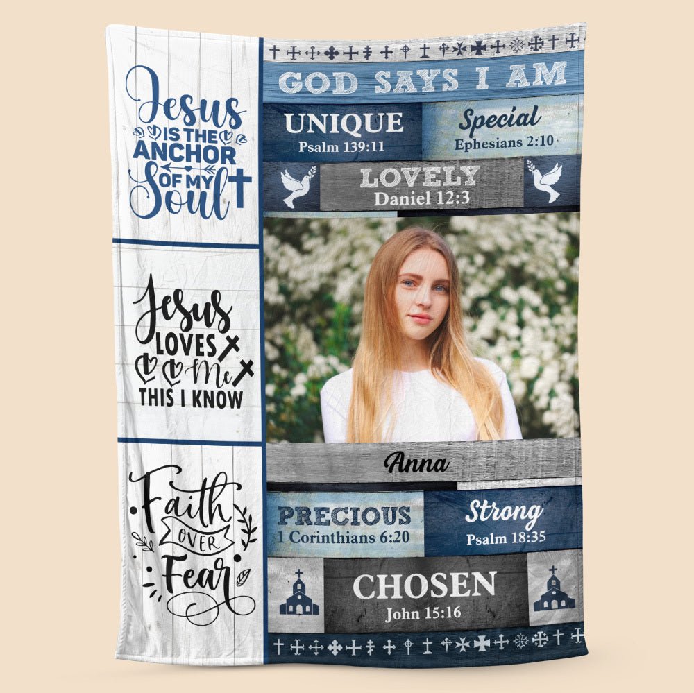 God Says I Am Faith Over Fear - Personalized Blanket - Best Gift For Mother, Grandma, For Birthday - Giftago