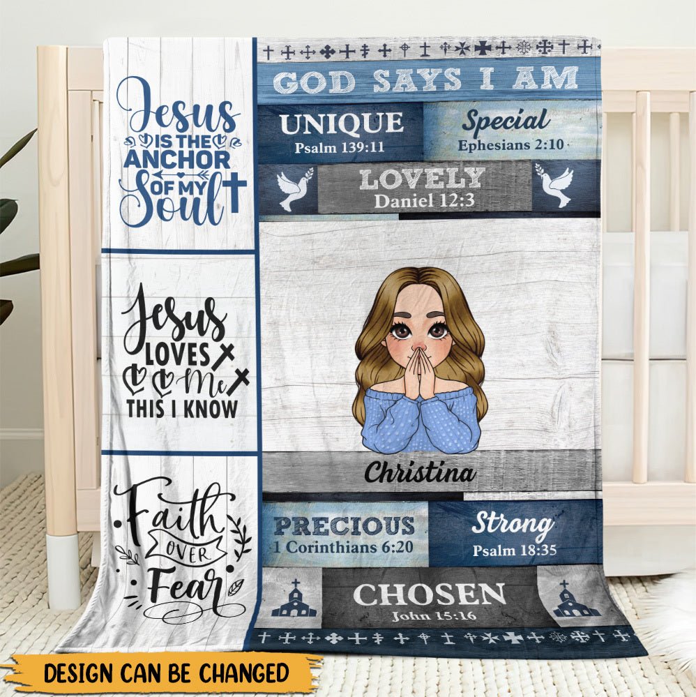 God Says I Am Faith Over Fear - Personalized Blanket - Best Gift For Mother, Grandma, For Birthday - Giftago