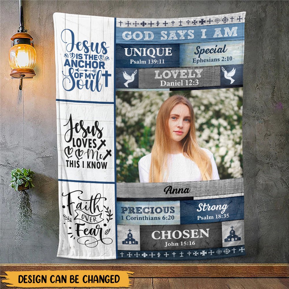 God Says I Am Faith Over Fear - Personalized Blanket - Best Gift For Mother, Grandma, For Birthday - Giftago