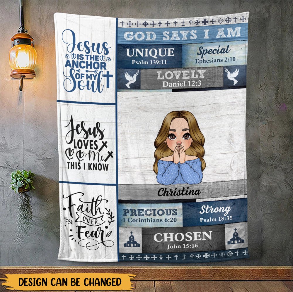 God Says I Am Faith Over Fear - Personalized Blanket - Best Gift For Mother, Grandma, For Birthday - Giftago
