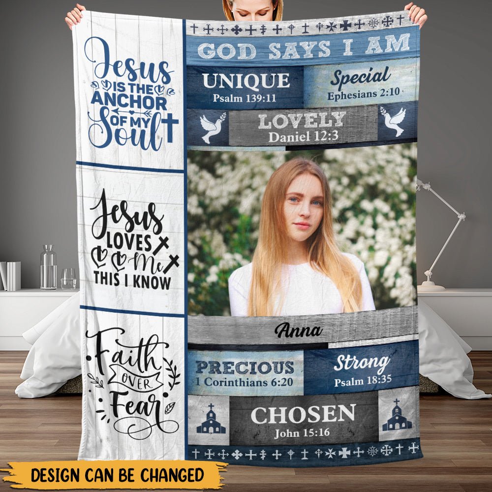 God Says I Am Faith Over Fear - Personalized Blanket - Best Gift For Mother, Grandma, For Birthday - Giftago