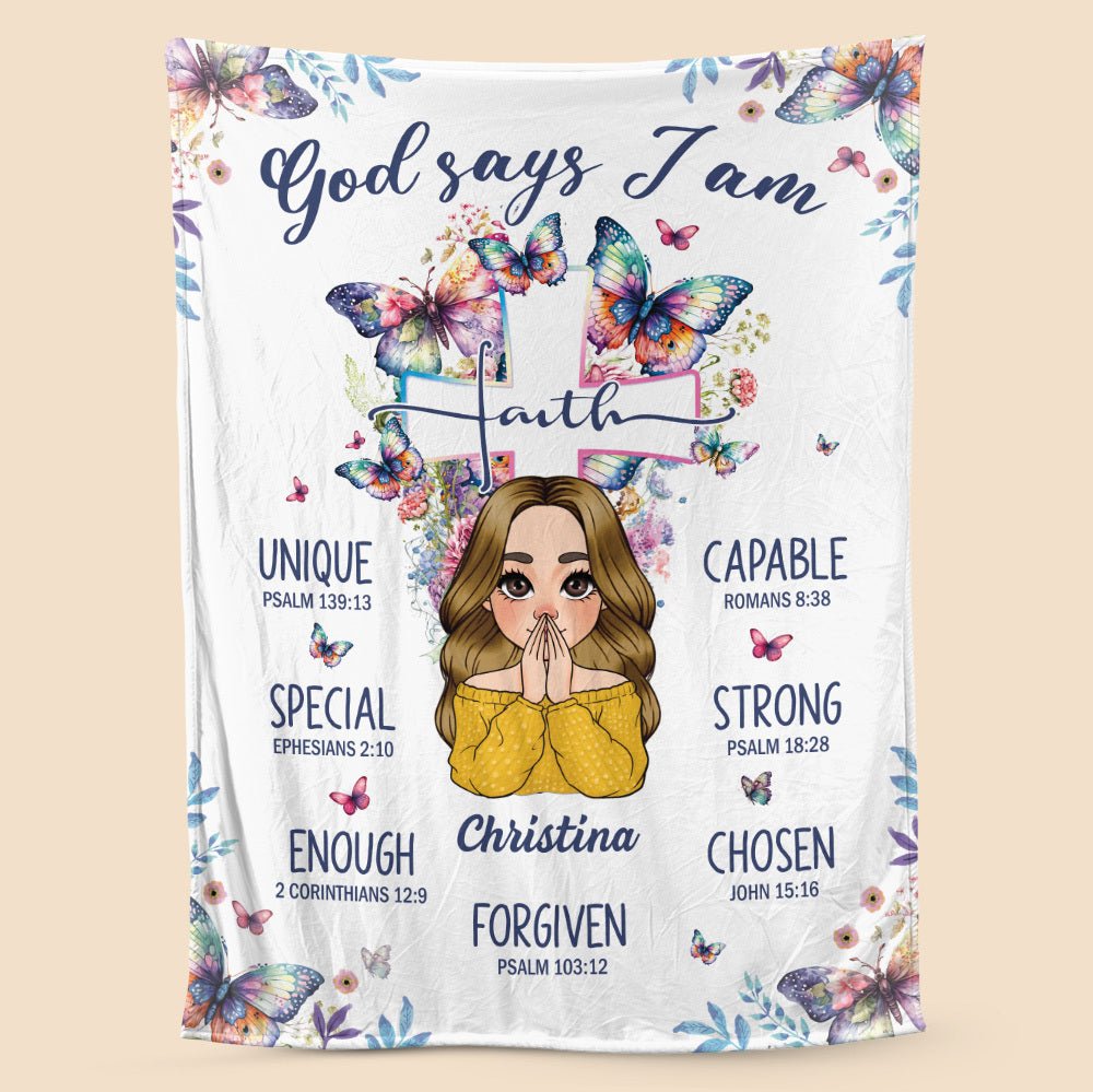 God Says I Am Faith - Personalized Blanket - Best Gift For Mother, For Grandma - Giftago