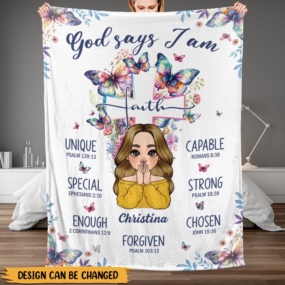 God Says I Am Faith - Personalized Blanket - Best Gift For Mother, For Grandma - Giftago