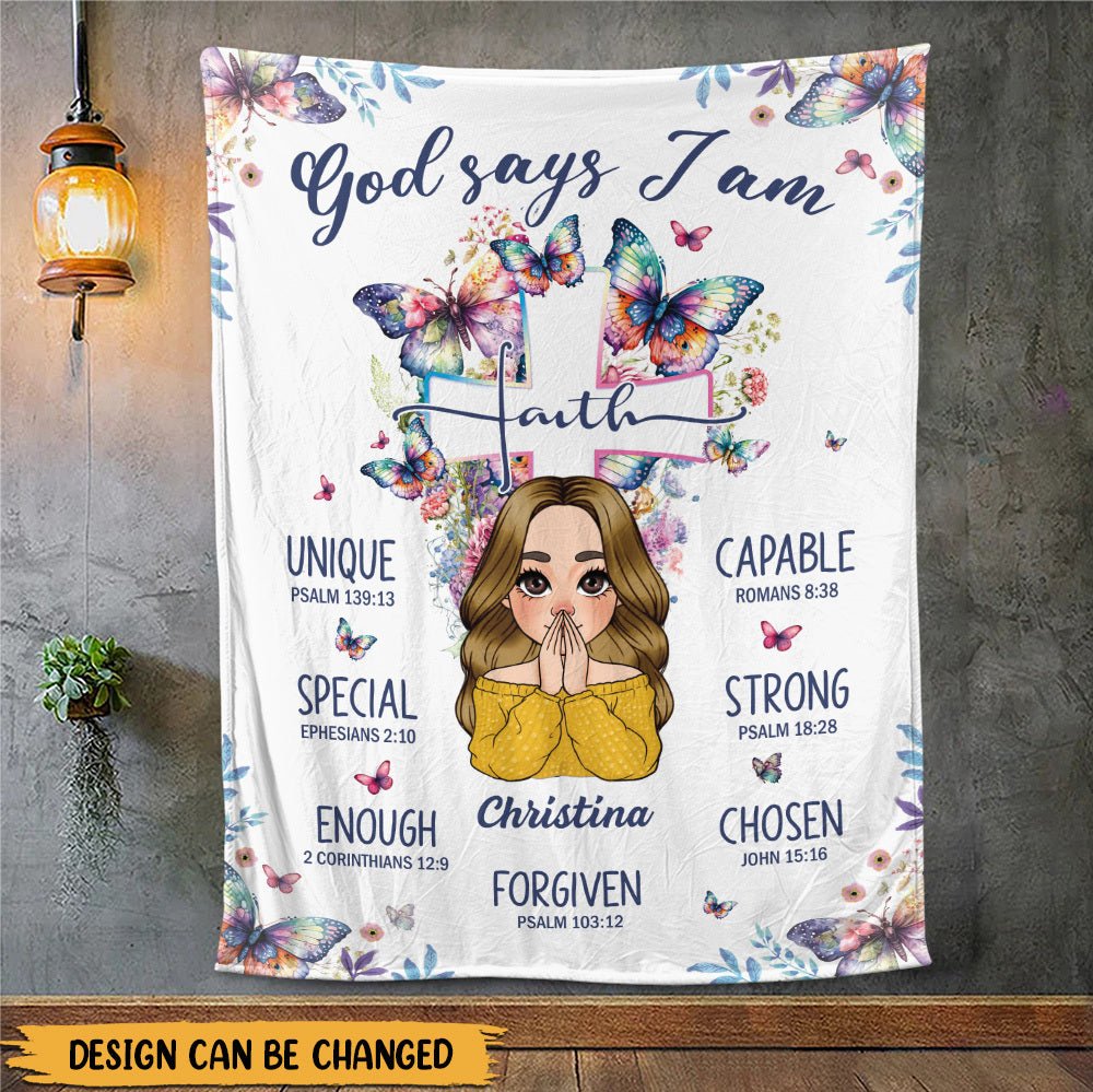 God Says I Am Faith - Personalized Blanket - Best Gift For Mother, For Grandma - Giftago