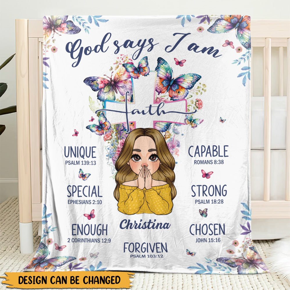 God Says I Am Faith - Personalized Blanket - Best Gift For Mother, For Grandma - Giftago