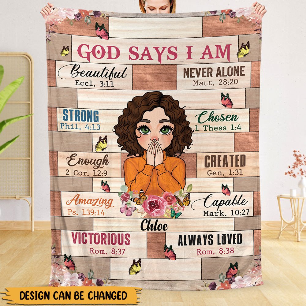 God Says I Am Floral - Personalized Blanket - Best Gift For Daughter, Granddaughter, For Birthday - Giftago