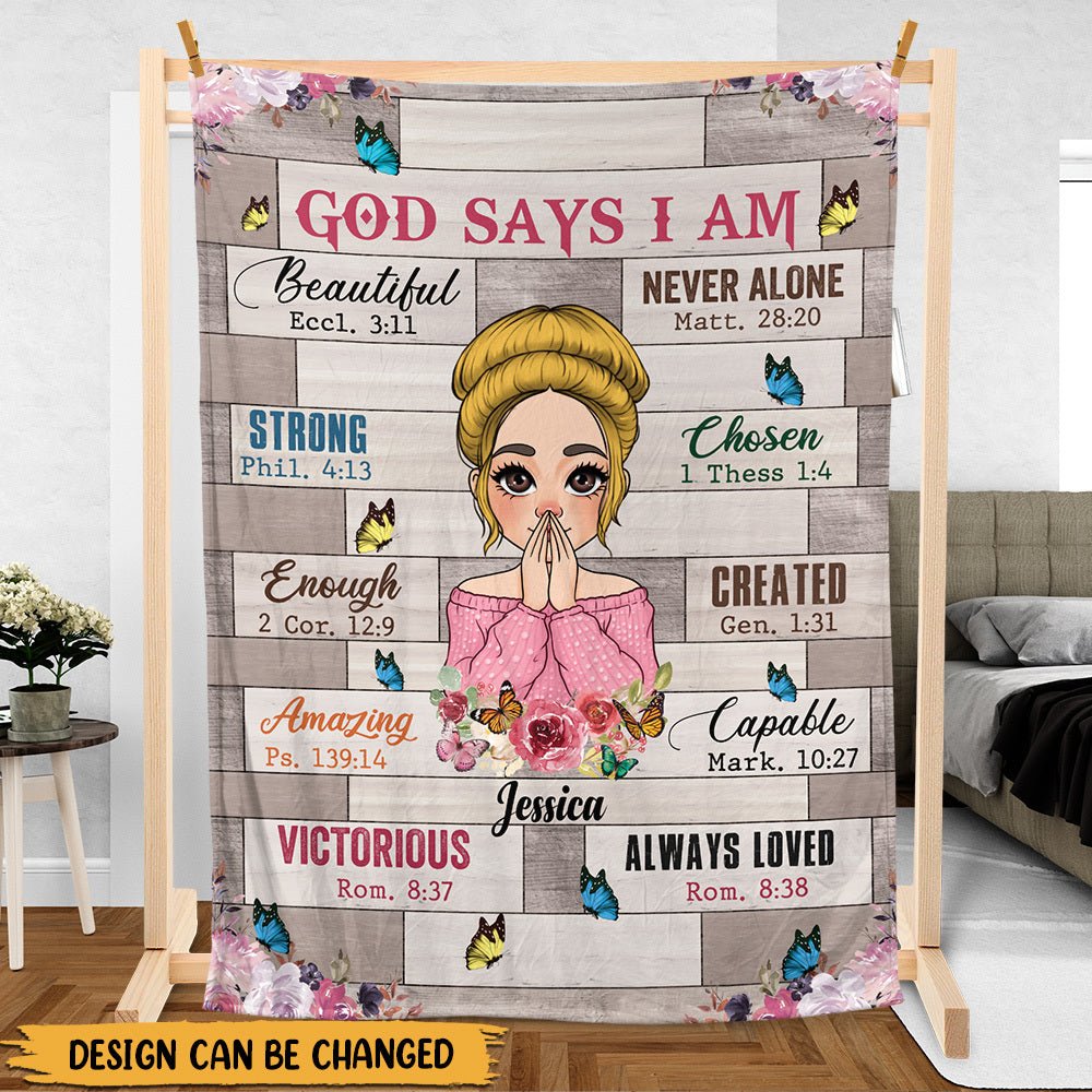 God Says I Am Floral - Personalized Blanket - Best Gift For Daughter, Granddaughter, For Birthday - Giftago