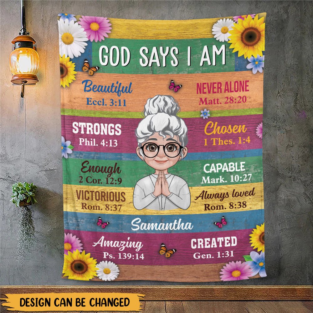 God Says I Am Flower - Personalized Blanket - Best Gift For Mother, For Grandma - Giftago