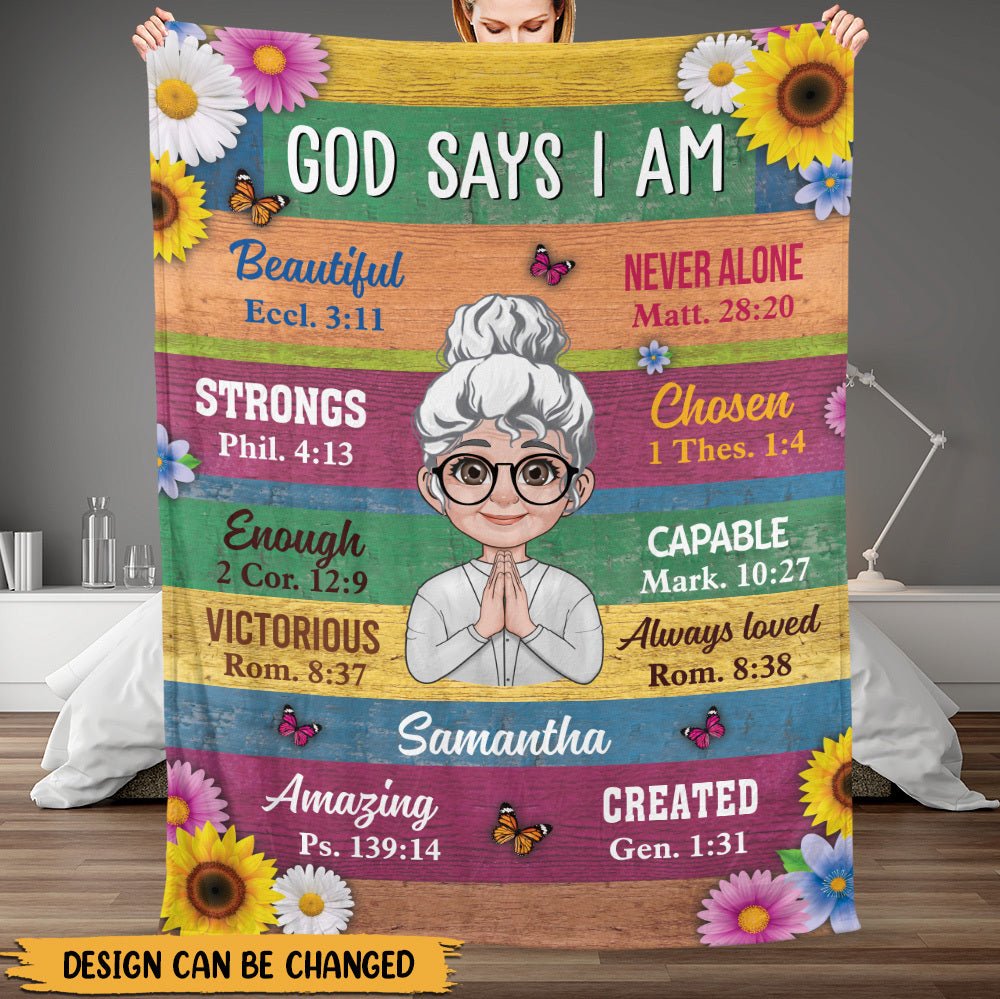 God Says I Am Flower - Personalized Blanket - Best Gift For Mother, For Grandma - Giftago