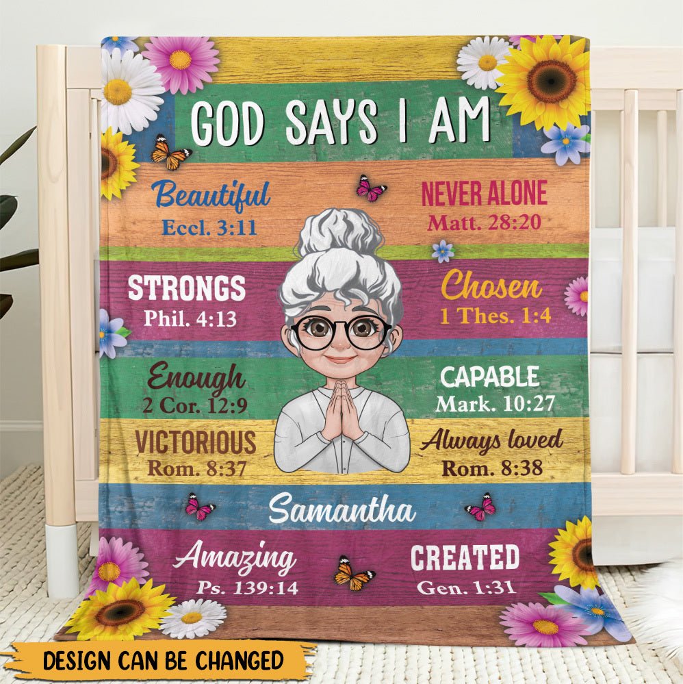 God Says I Am Flower - Personalized Blanket - Best Gift For Mother, For Grandma - Giftago
