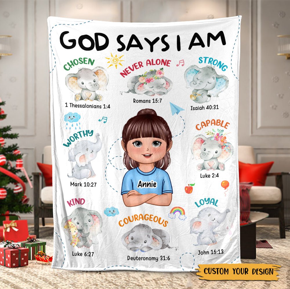 God Says I Am for Kid - Personalized Blanket - Best Gift For Birthday - Giftago