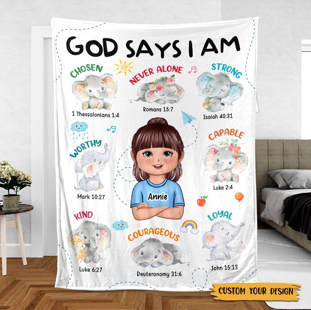 God Says I Am for Kid - Personalized Blanket - Best Gift For Birthday - Giftago