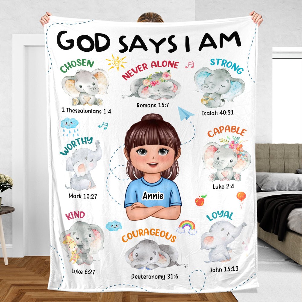 God Says I Am for Kid - Personalized Blanket - Best Gift For Birthday - Giftago