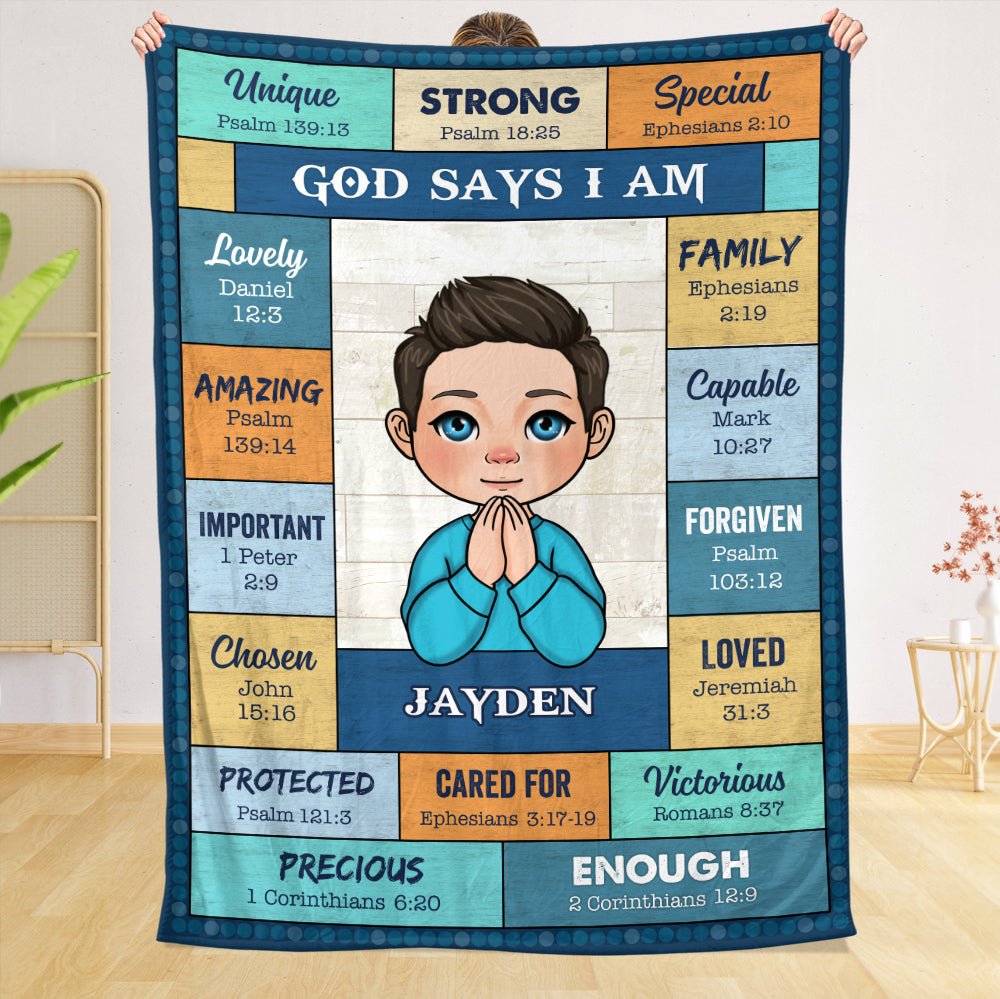 God Says I Am (For Kid) - Personalized Blanket - Meaningful Gift For Birthday - Giftago
