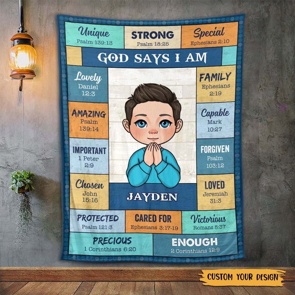 God Says I Am (For Kid) - Personalized Blanket - Meaningful Gift For Birthday - Giftago