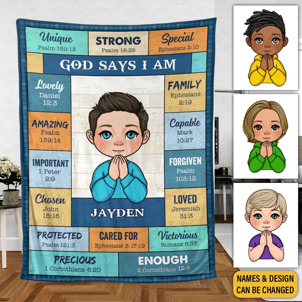 God Says I Am (For Kid) - Personalized Blanket - Meaningful Gift For Birthday - Giftago