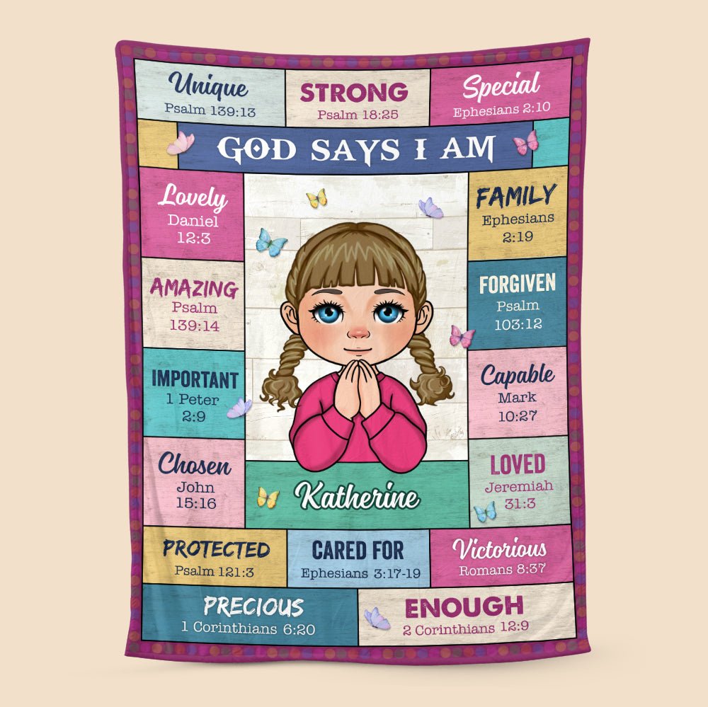 God Says I Am (For Kid) - Personalized Blanket - Meaningful Gift For Birthday - Giftago