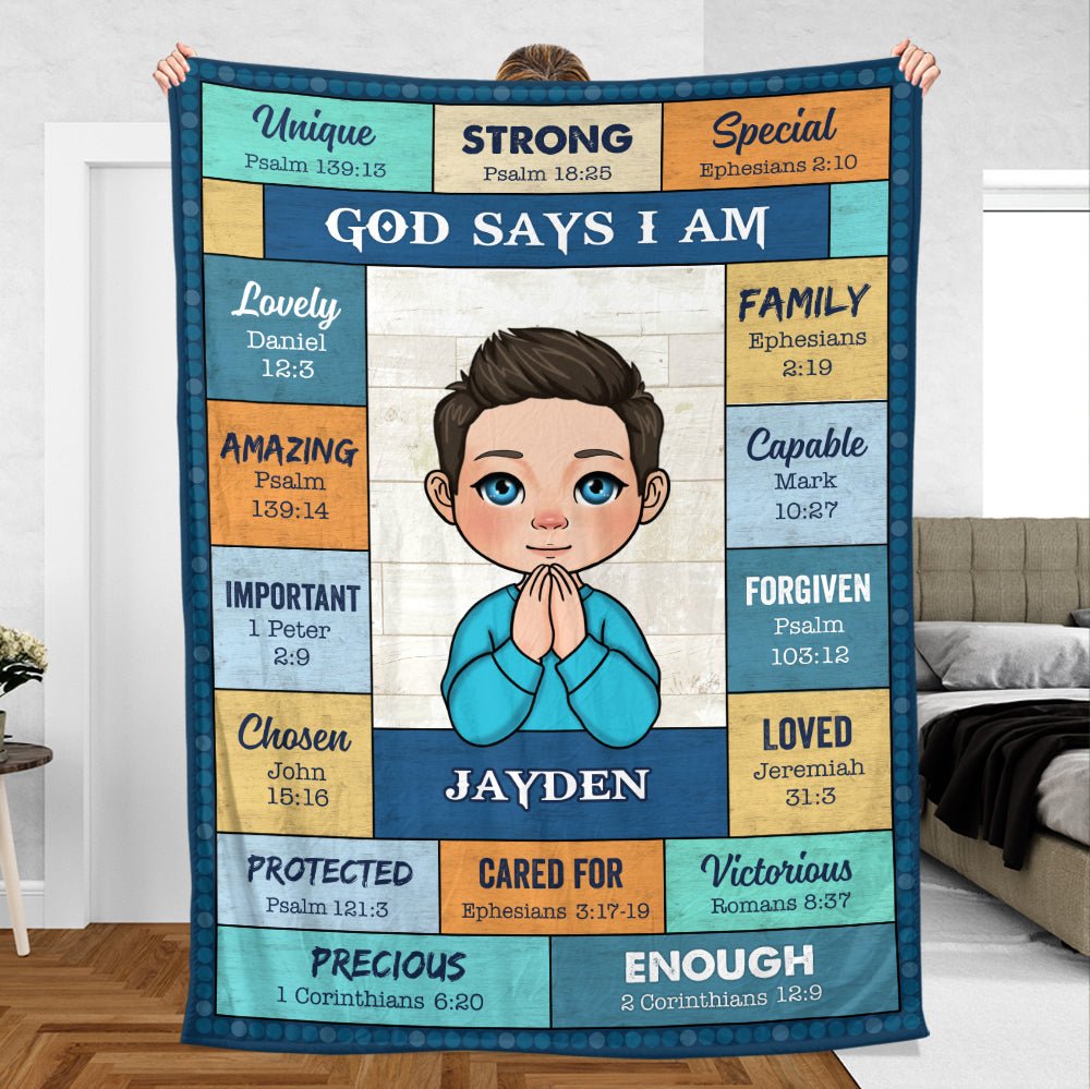 God Says I Am (For Kid) - Personalized Blanket - Meaningful Gift For Birthday - Giftago