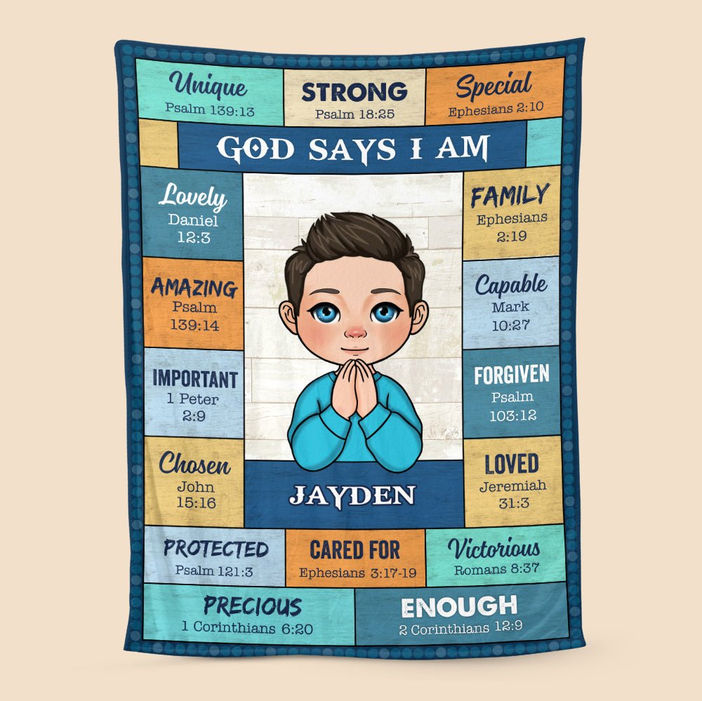 God Says I Am (For Kid) - Personalized Blanket - Meaningful Gift For Birthday - Giftago