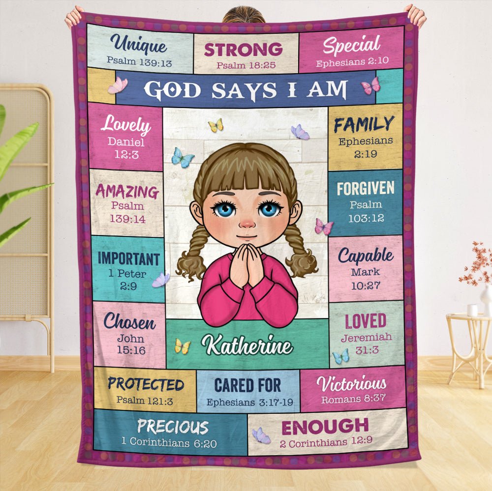 God Says I Am (For Kid) - Personalized Blanket - Meaningful Gift For Birthday - Giftago