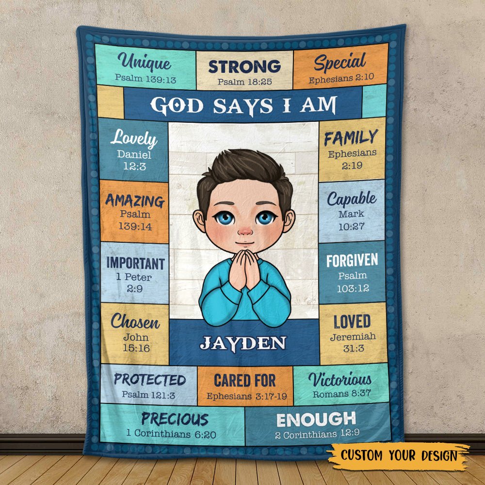 God Says I Am (For Kid) - Personalized Blanket - Meaningful Gift For Birthday - Giftago