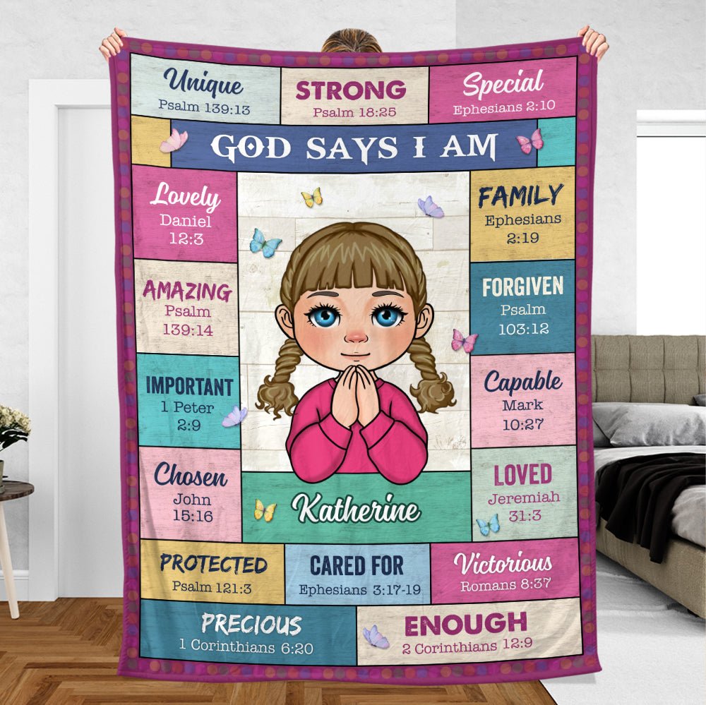God Says I Am (For Kid) - Personalized Blanket - Meaningful Gift For Birthday - Giftago