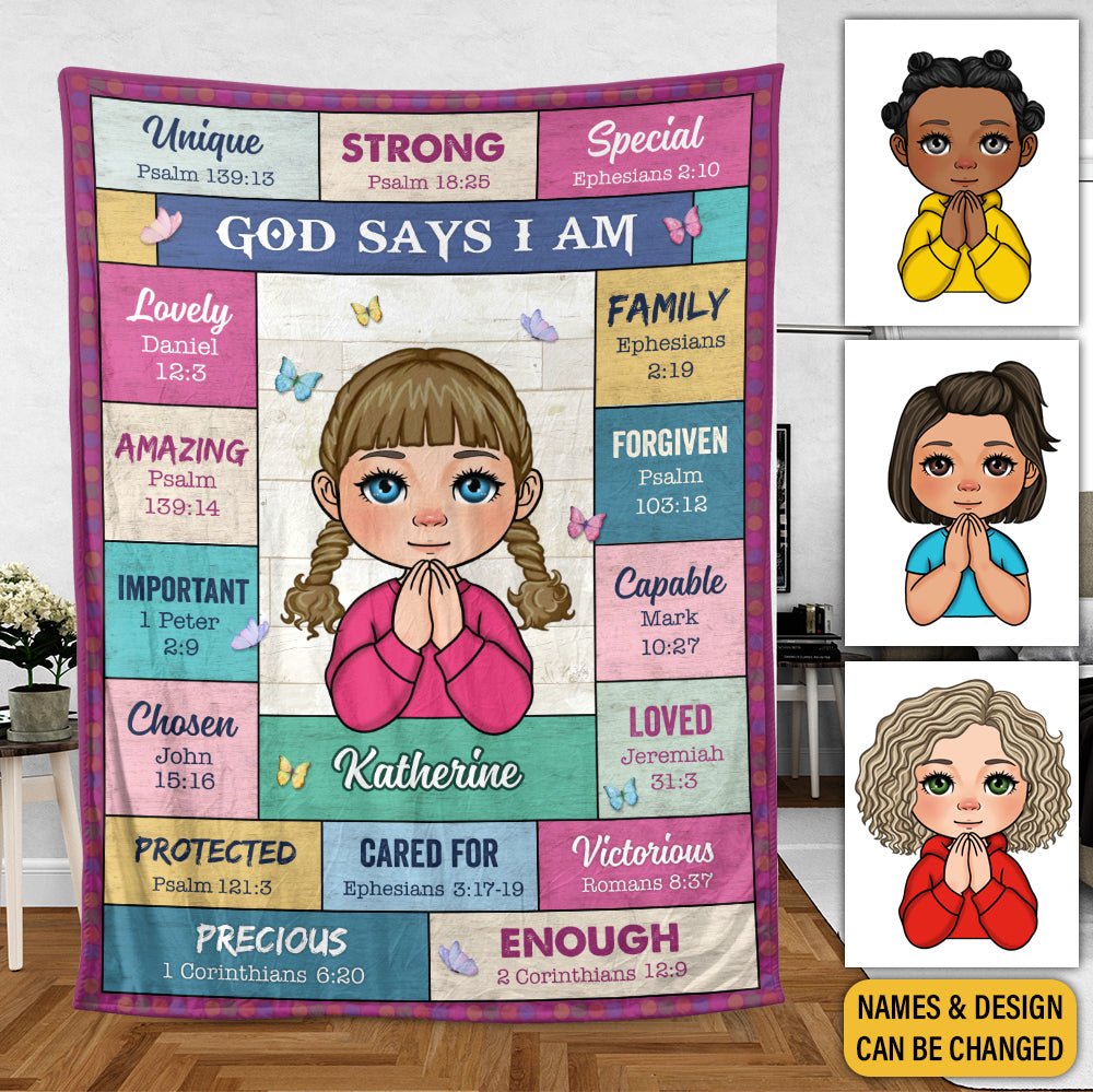 God Says I Am (For Kid) - Personalized Blanket - Meaningful Gift For Birthday - Giftago