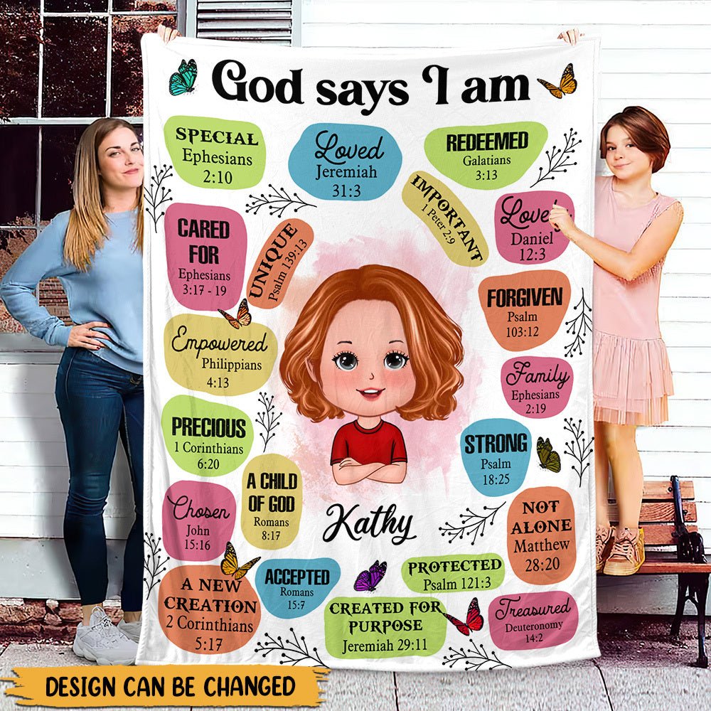 God Says I Am For Kid (Version 2) - Personalized Blanket - Best Gift For Kids, For Birthday - Giftago