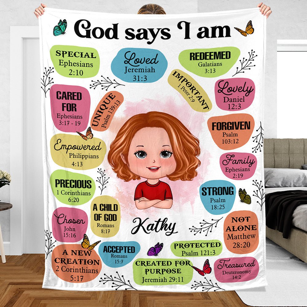 God Says I Am For Kid (Version 2) - Personalized Blanket - Best Gift For Kids, For Birthday - Giftago