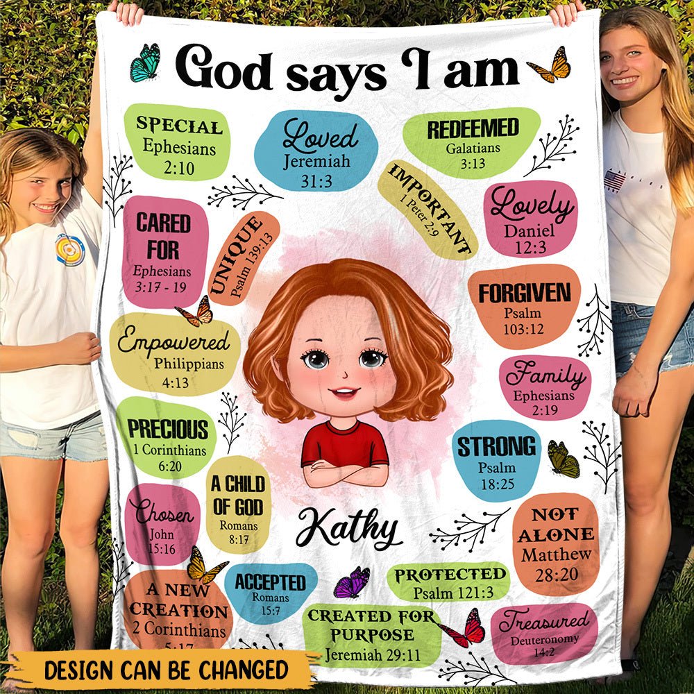 God Says I Am For Kid (Version 2) - Personalized Blanket - Best Gift For Kids, For Birthday - Giftago