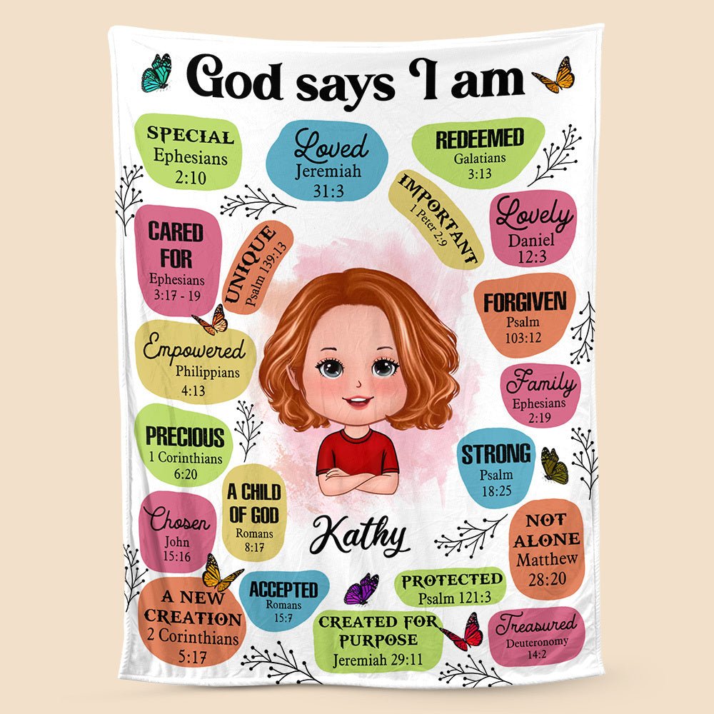 God Says I Am For Kid (Version 2) - Personalized Blanket - Best Gift For Kids, For Birthday - Giftago