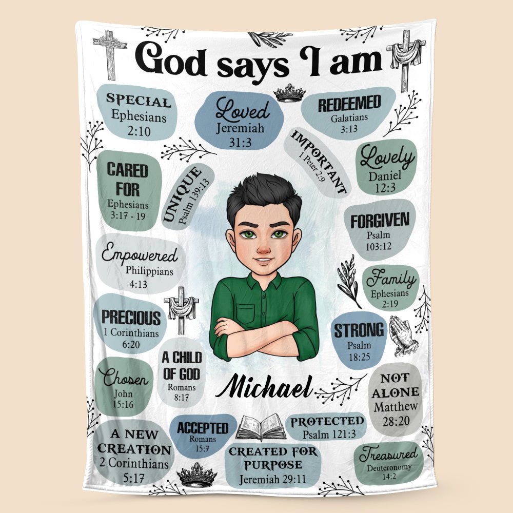 God Says I Am For Men - Personalized Blanket - Meaningful Gift For Birthday - Giftago