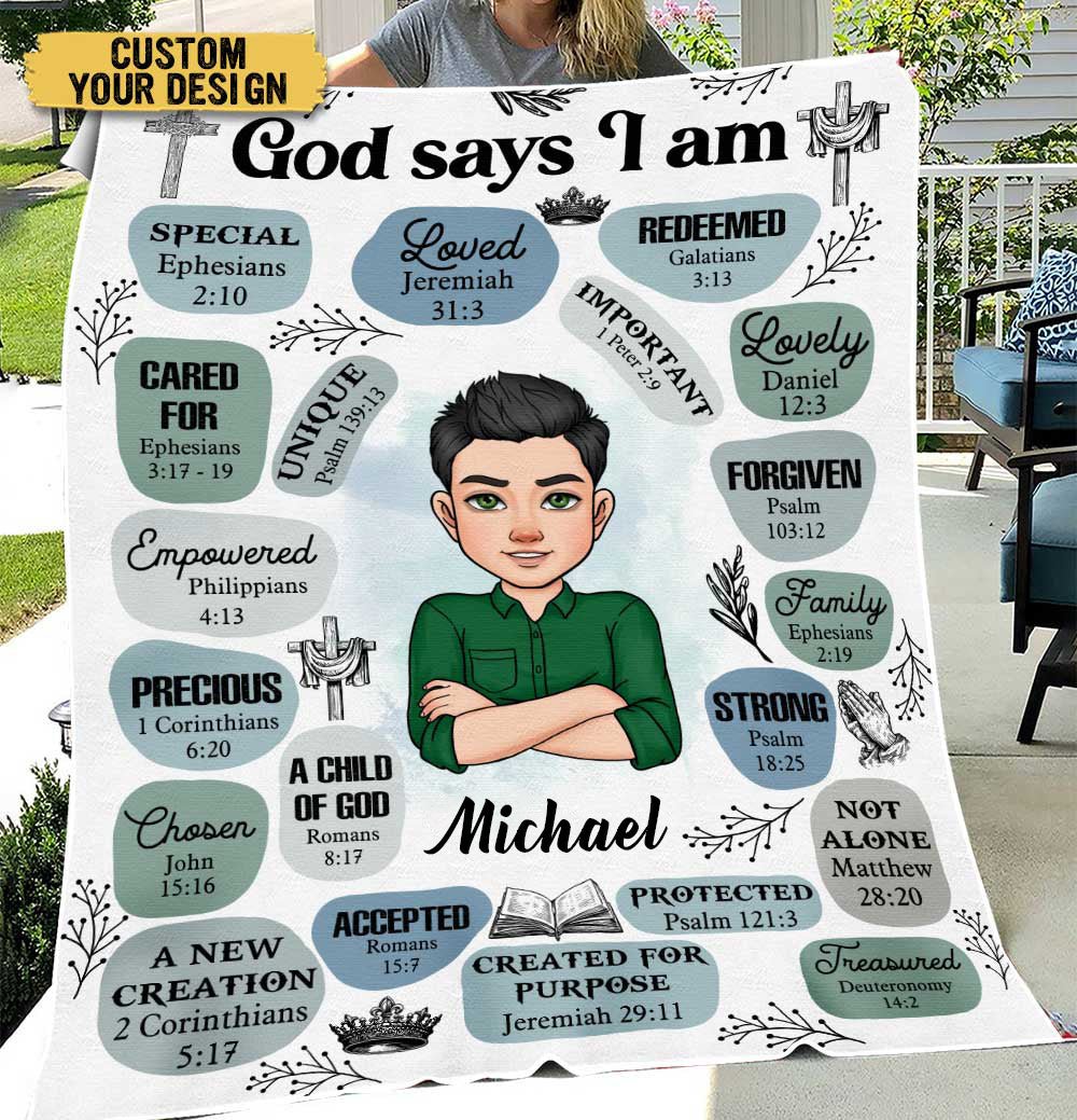 God Says I Am For Men - Personalized Blanket - Meaningful Gift For Birthday - Giftago