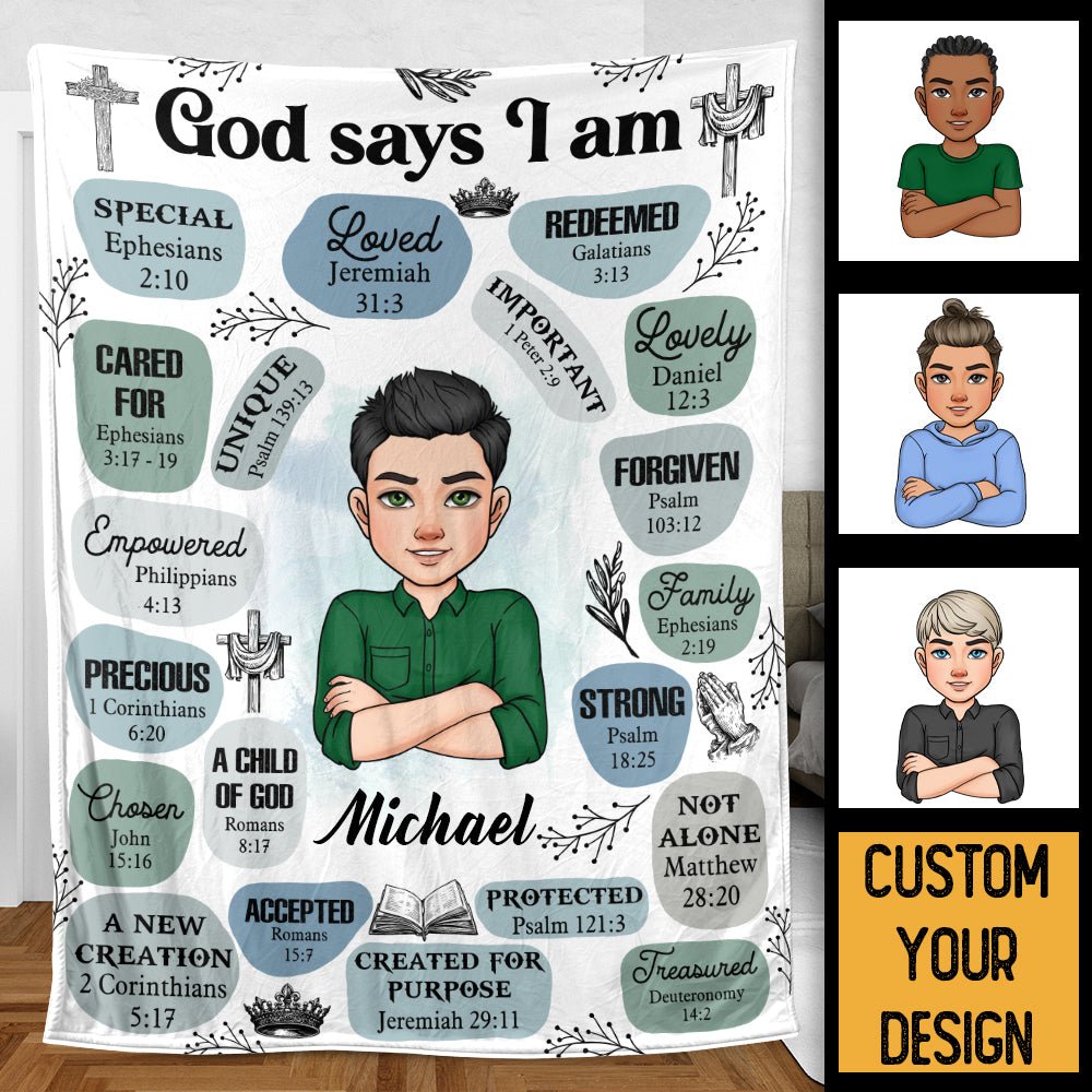God Says I Am For Men - Personalized Blanket - Meaningful Gift For Birthday - Giftago