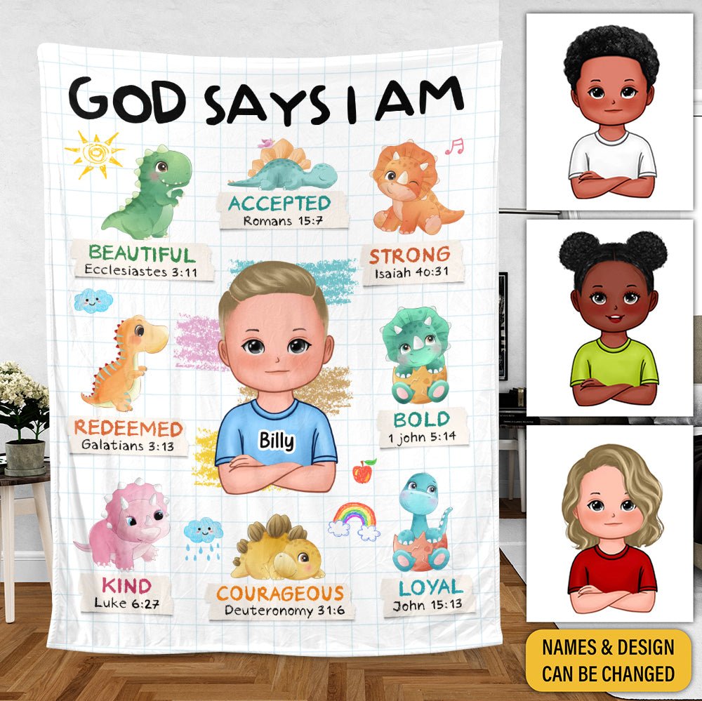 God Says I Am (Kid Version) - Personalized Blanket - Best Gift For Kids, For Birthday - Giftago