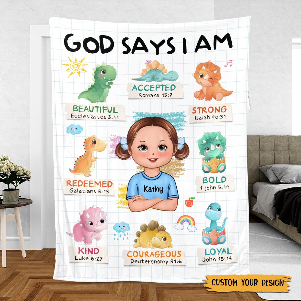 God Says I Am (Kid Version) - Personalized Blanket - Best Gift For Kids, For Birthday - Giftago