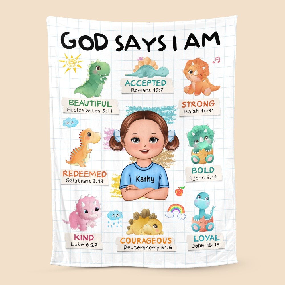 God Says I Am (Kid Version) - Personalized Blanket - Best Gift For Kids, For Birthday - Giftago