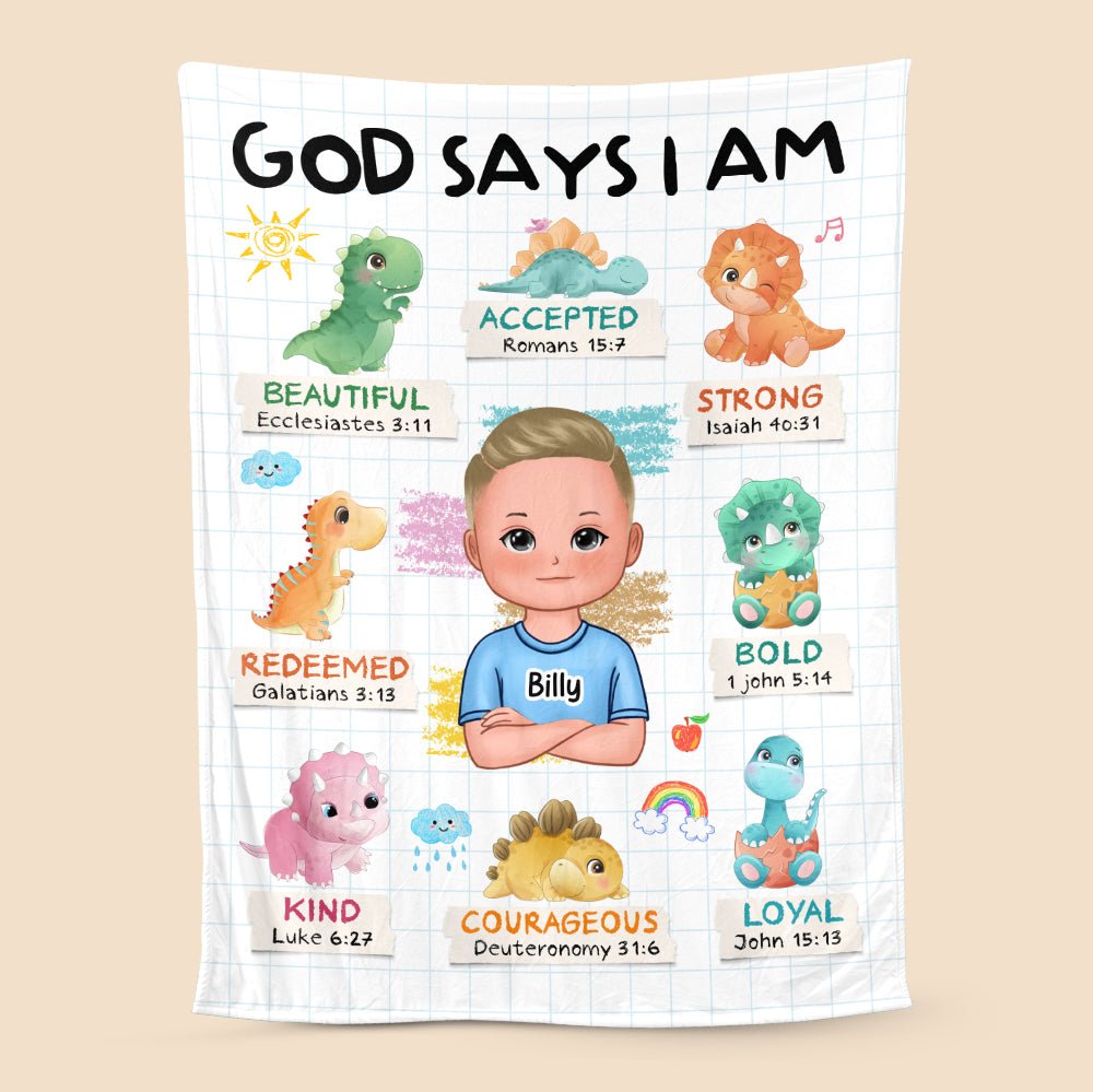 God Says I Am (Kid Version) - Personalized Blanket - Best Gift For Kids, For Birthday - Giftago