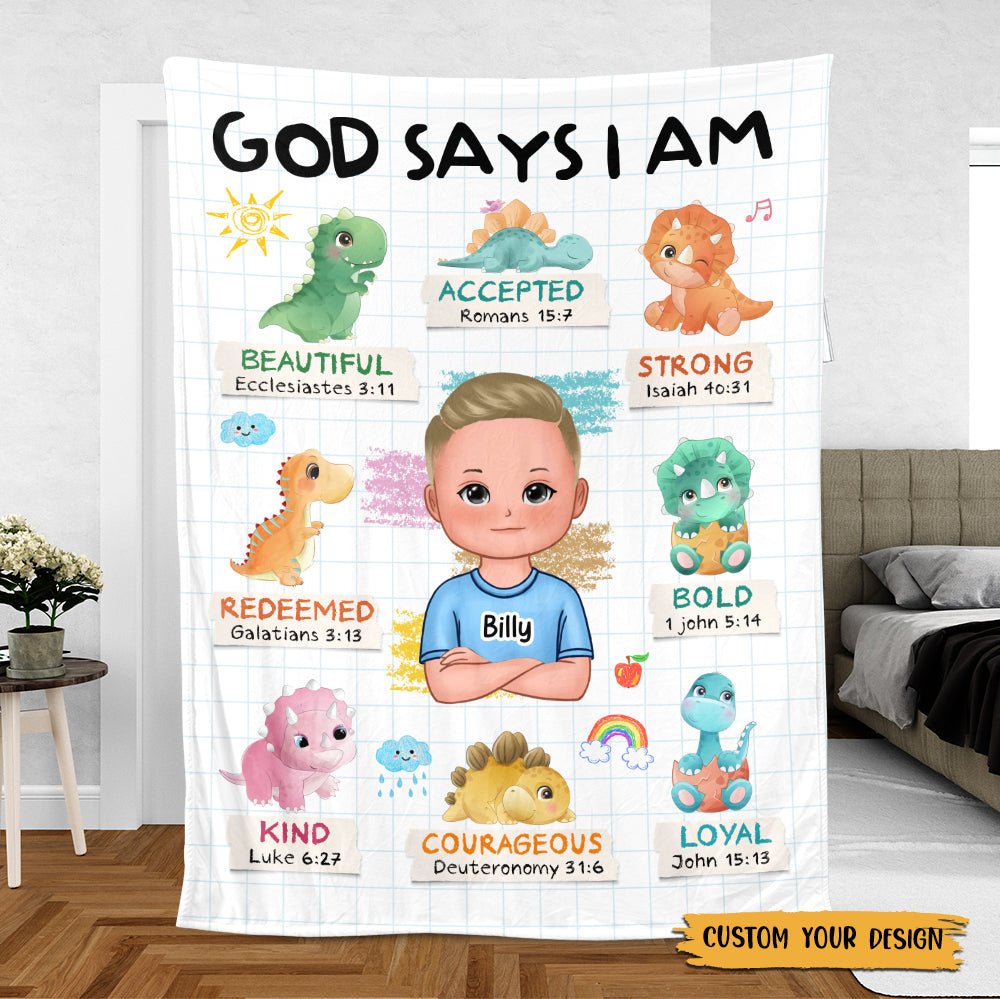 God Says I Am (Kid Version) - Personalized Blanket - Best Gift For Kids, For Birthday - Giftago