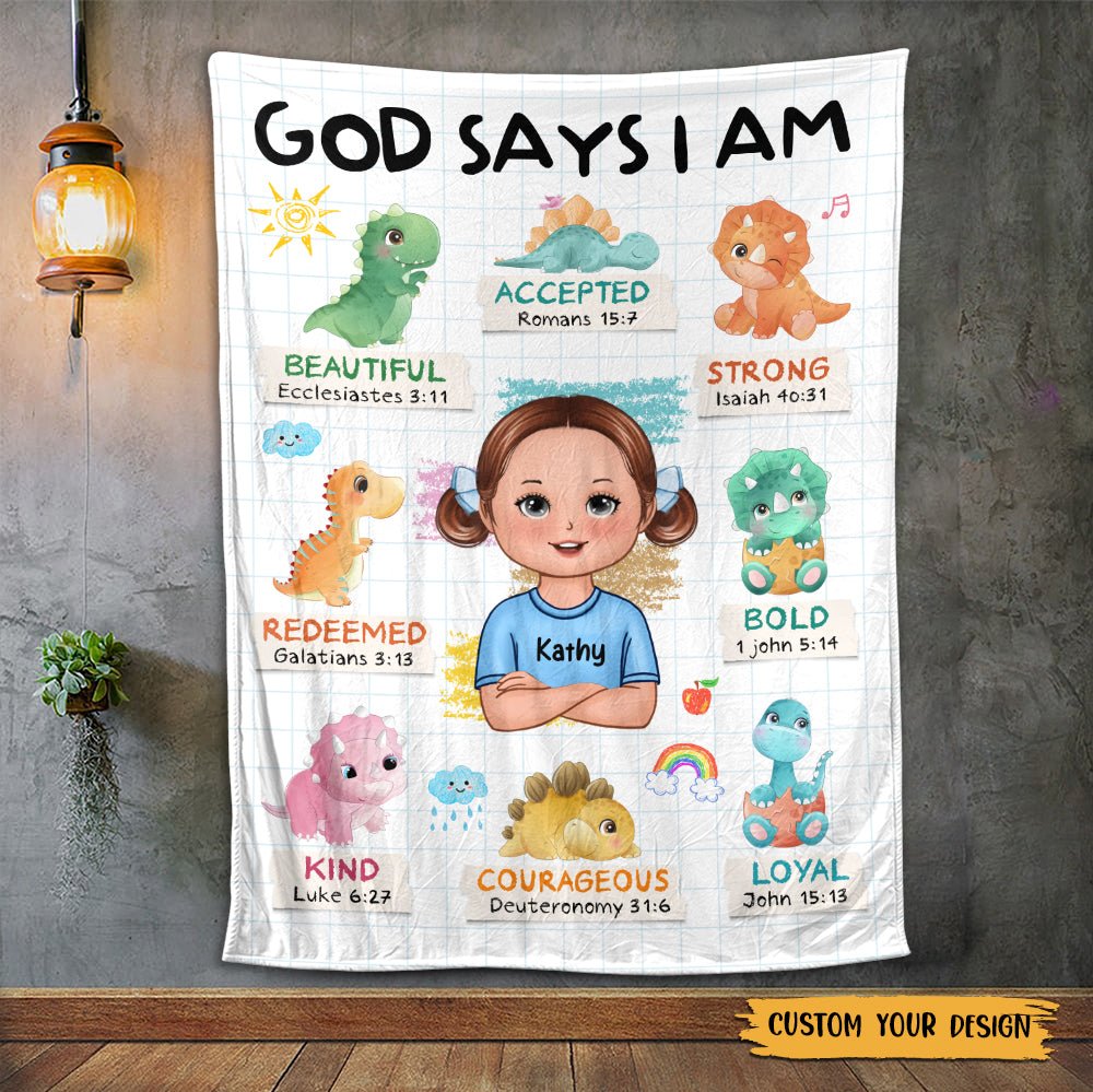 God Says I Am (Kid Version) - Personalized Blanket - Best Gift For Kids, For Birthday - Giftago