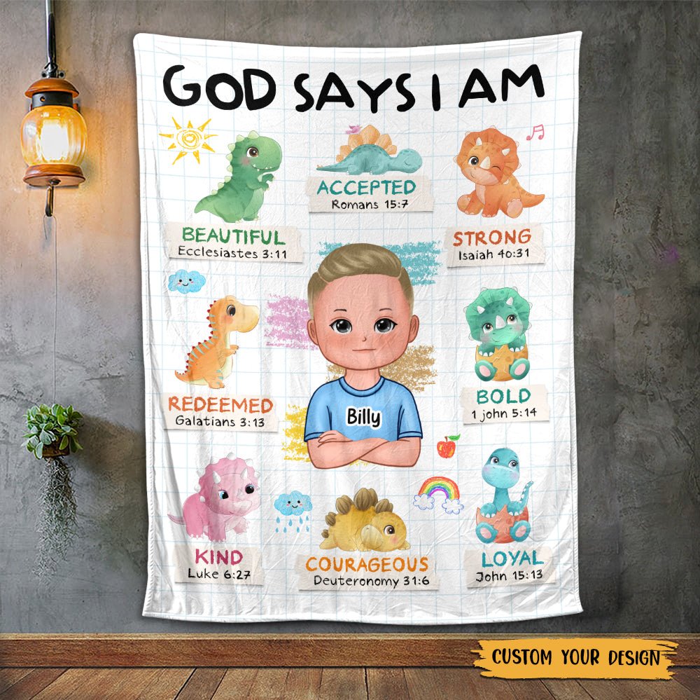 God Says I Am (Kid Version) - Personalized Blanket - Best Gift For Kids, For Birthday - Giftago