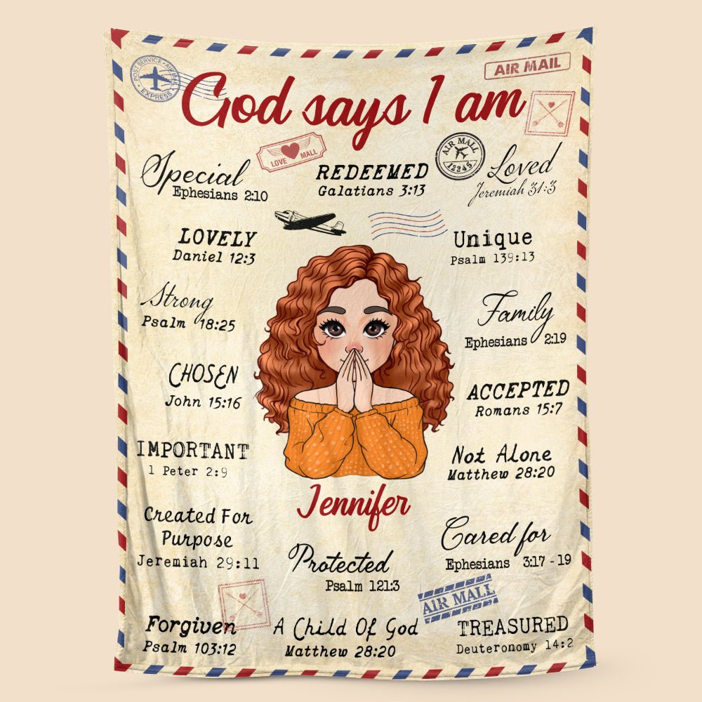 God Says I Am Letter - Personalized Blanket - Meaningful Gift For Birthday - Giftago