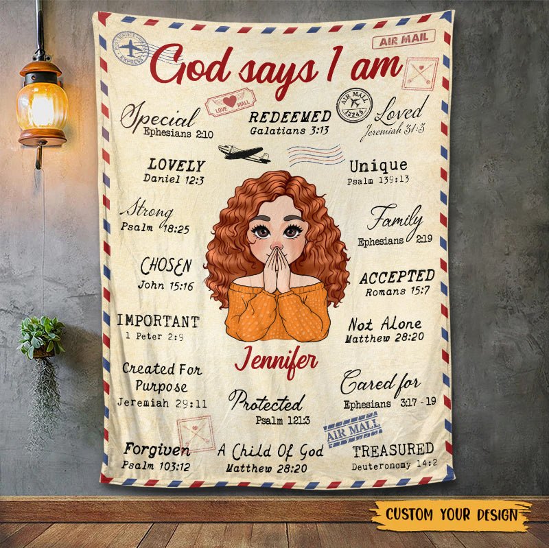 God Says I Am Letter - Personalized Blanket - Meaningful Gift For Birthday - Giftago