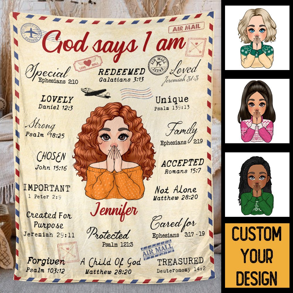God Says I Am Letter - Personalized Blanket - Meaningful Gift For Birthday - Giftago