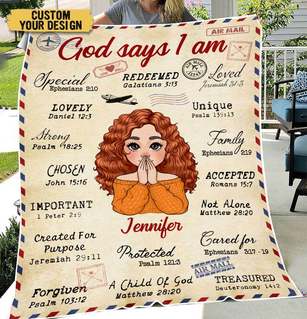 God Says I Am Letter - Personalized Blanket - Meaningful Gift For Birthday - Giftago
