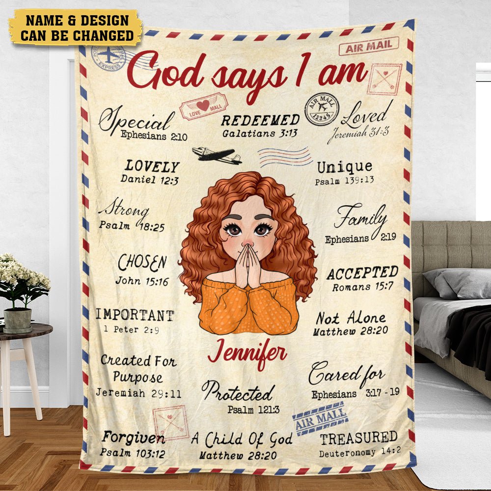 God Says I Am Letter - Personalized Blanket - Meaningful Gift For Birthday - Giftago
